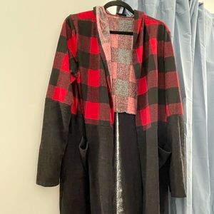 Long cardigan with hoodie!